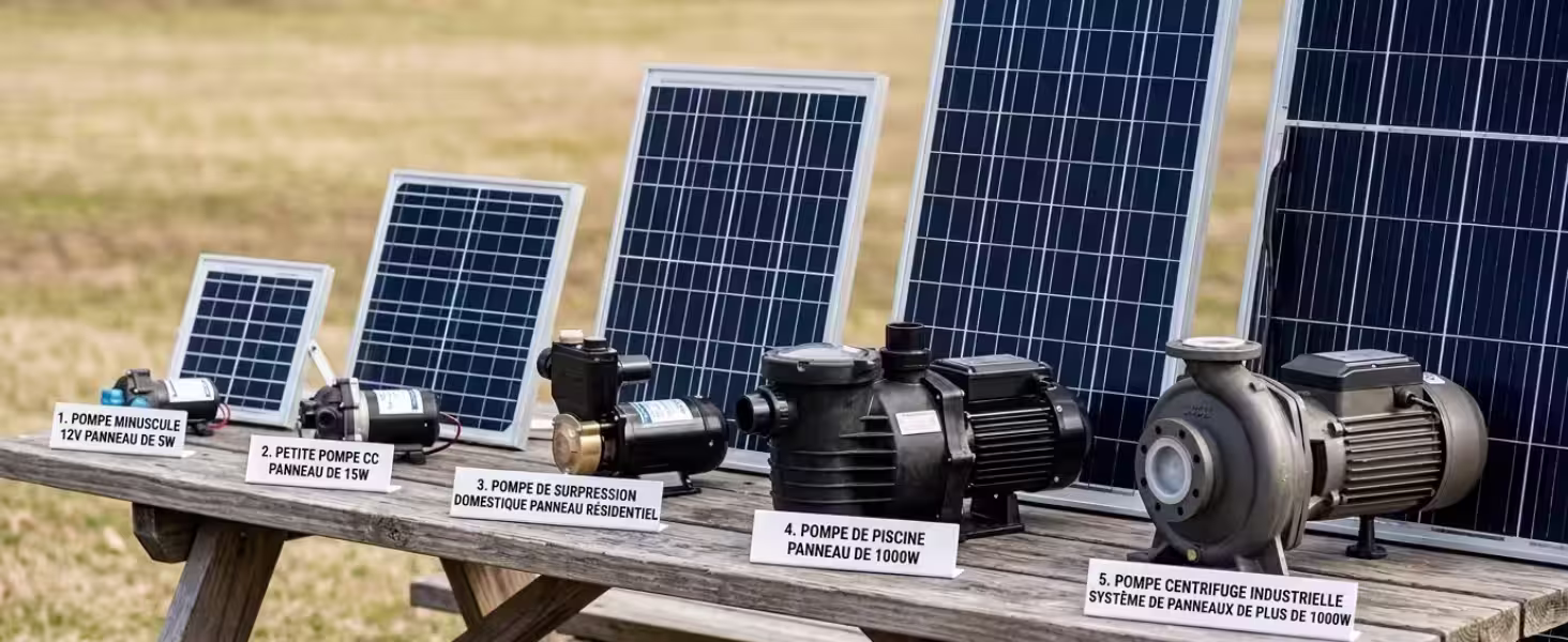 Gamme de pompes à eau solaires de différentes puissances