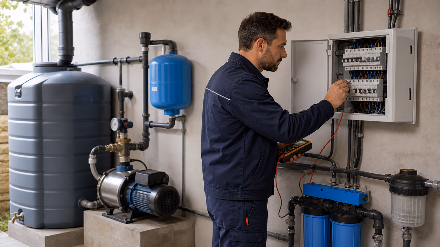 Regenwasserpumpe: die Elektroinstallation prüfen