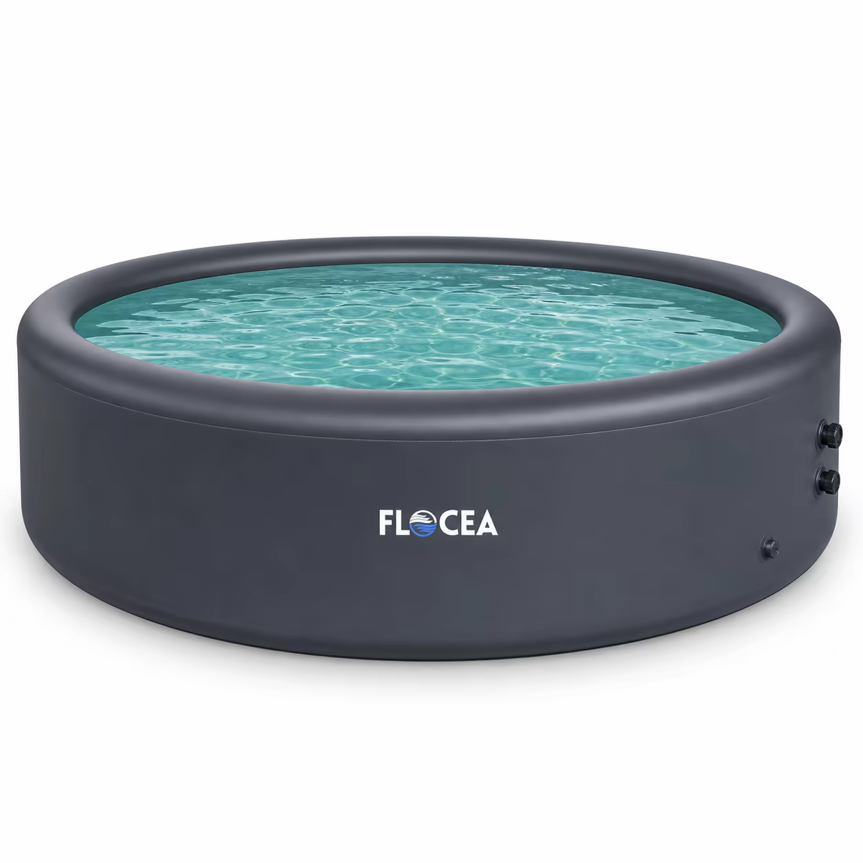 Piscine gonflable rigide ronde Flocea à parois Drop-Stitch sur fond blanc
