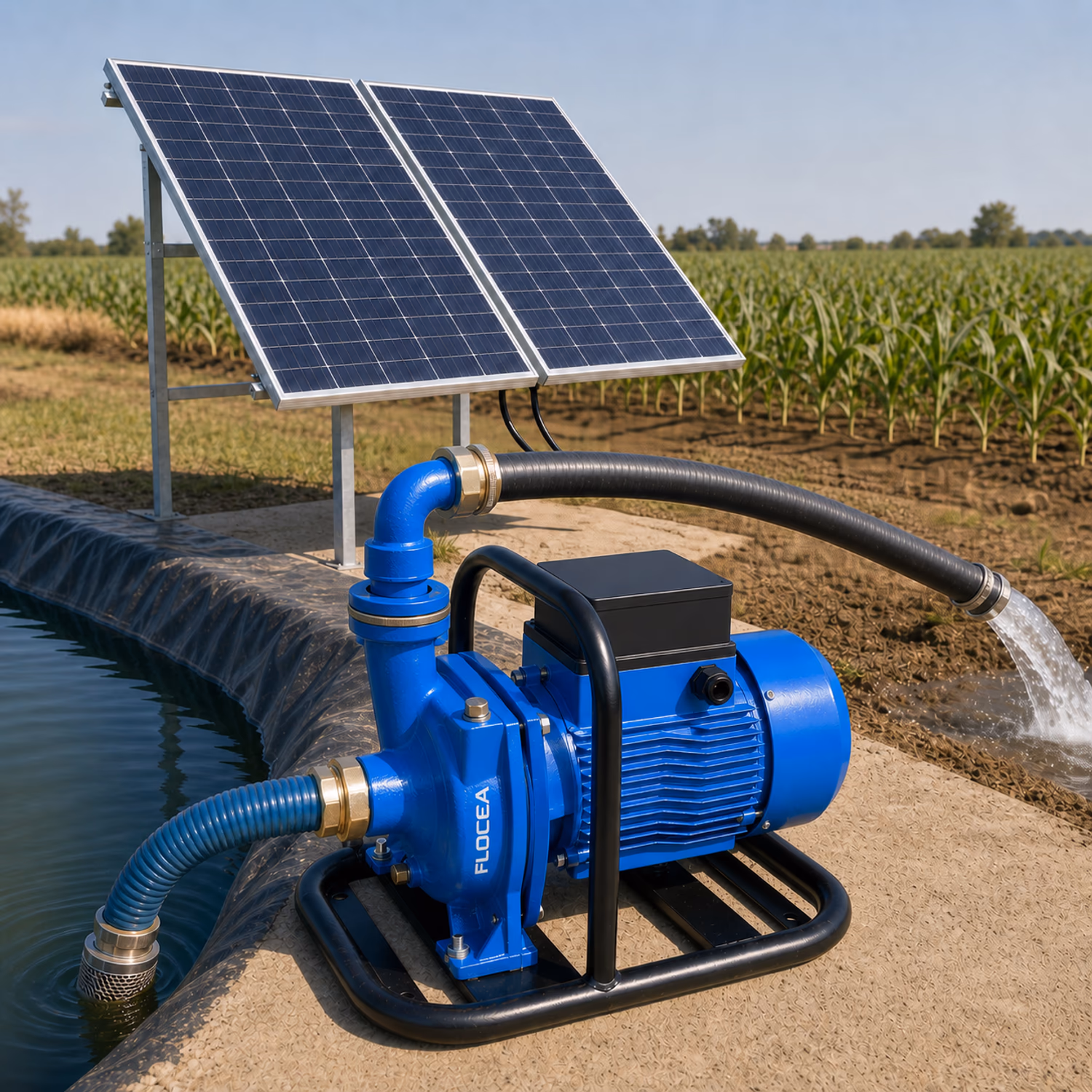 Pompe solaire de surface 18 m3 h avec deux panneaux solaires